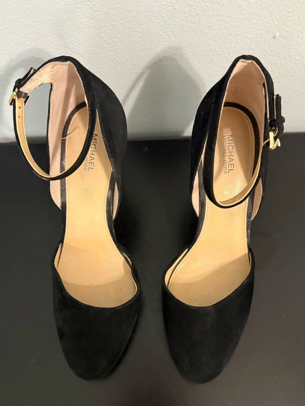 Michael Kors Black Suede Ankle-Strap Pumps